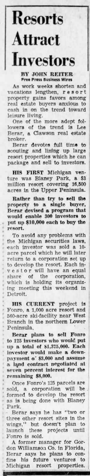 Fonro Lodge Resort Motel (Cole Creek) - 1969 Article On Investing (newer photo)